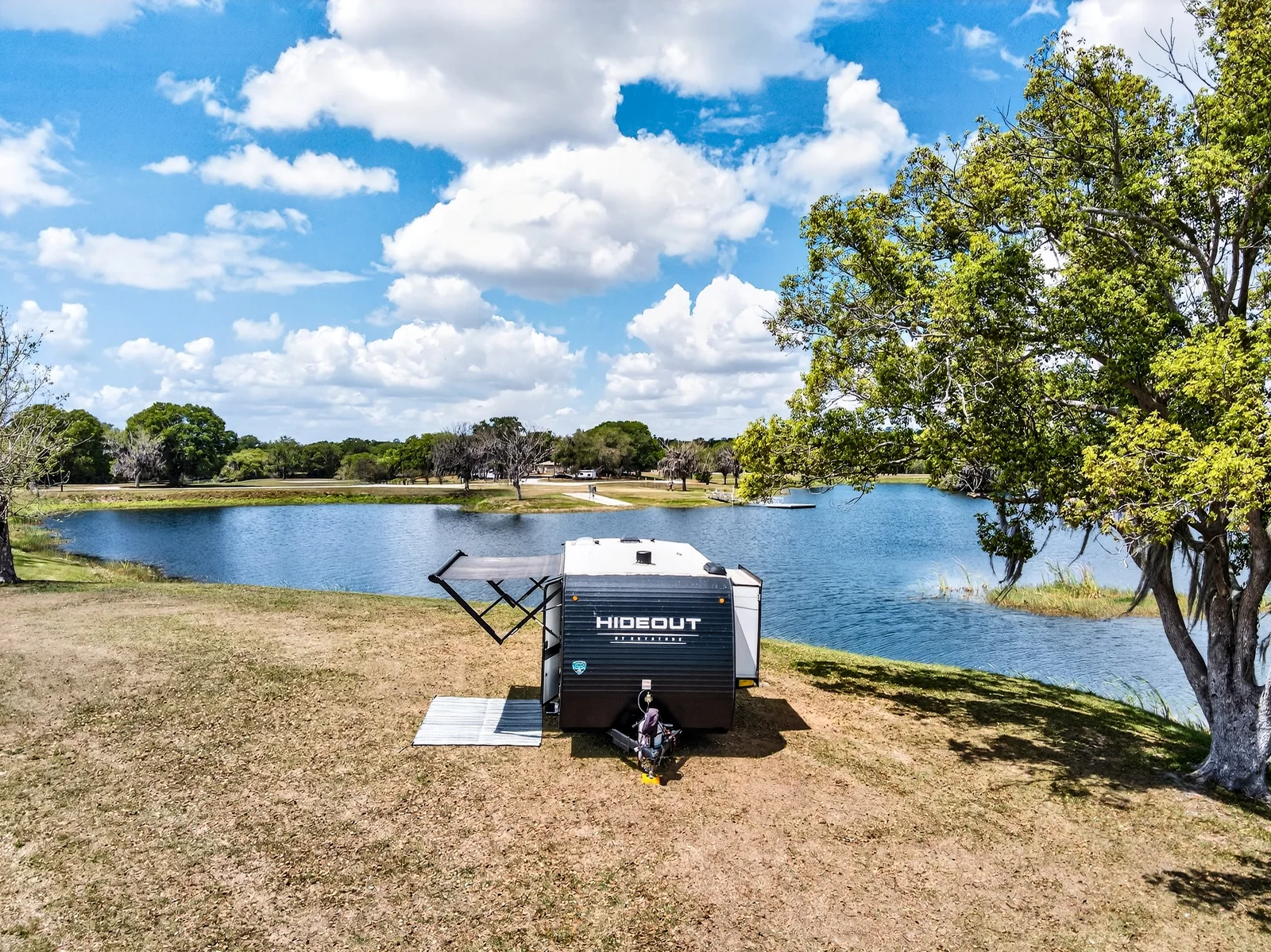 RV campsite beside a Florida lake